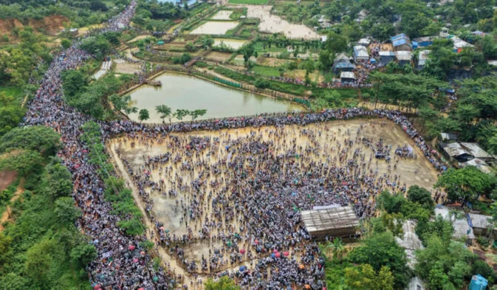 Rohingya refugees in Bangladesh camps demand safe return to homeland